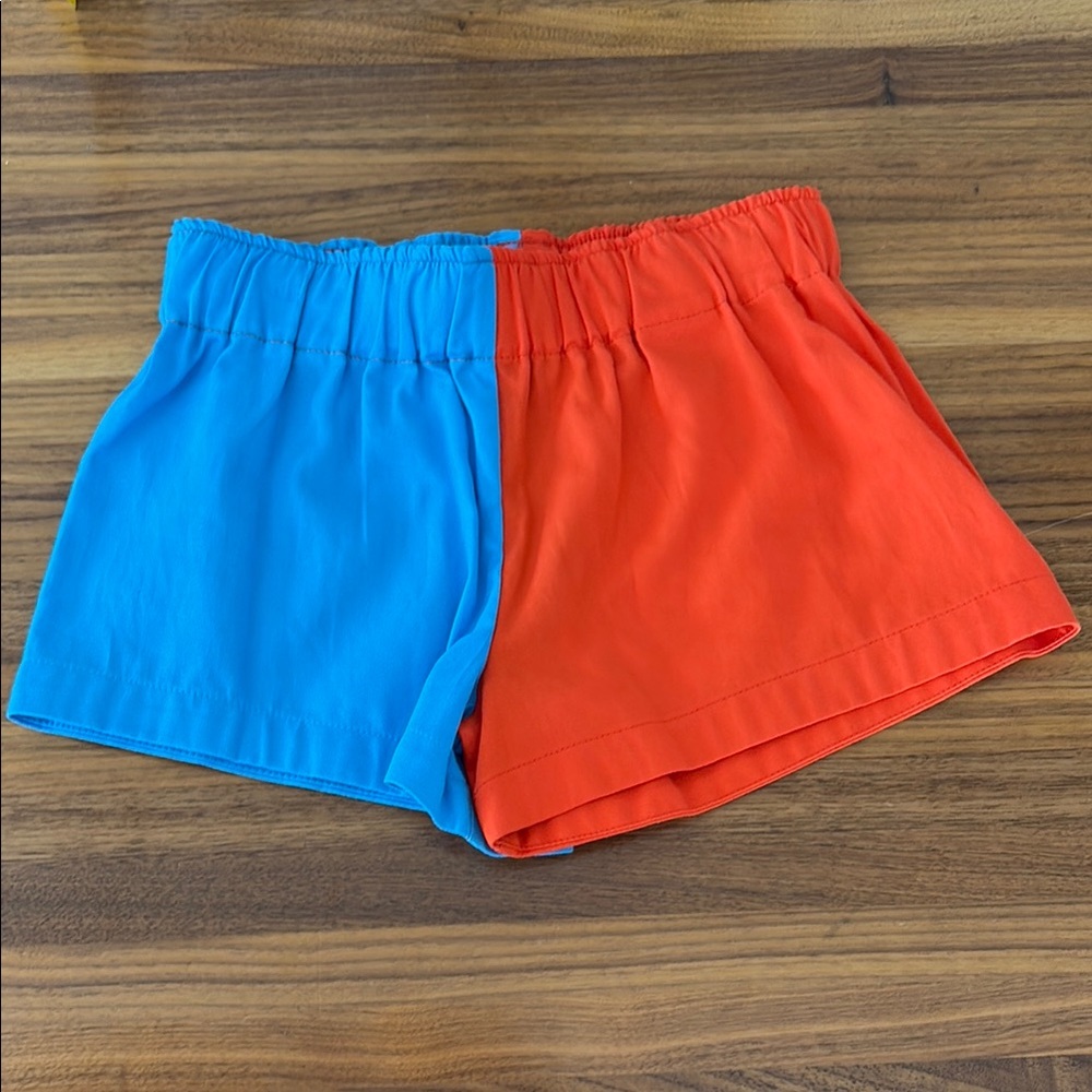 Mini Rodini NWOT Blue and Orange Colorblock Shorts 1.5-3years
